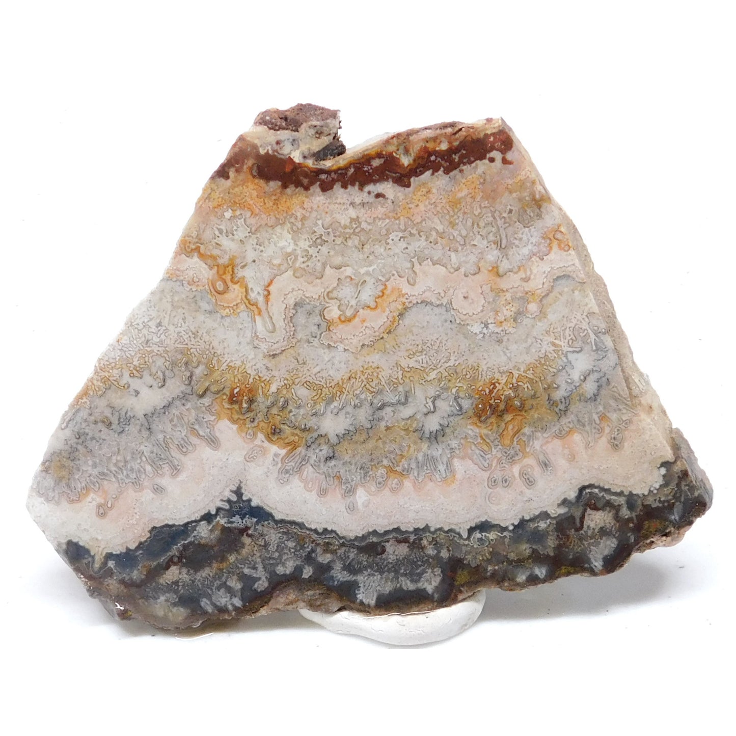 Losa de piedra preciosa de ágata de encaje loco 3.9" x 3" x 0.21" - AGATSLAB5006