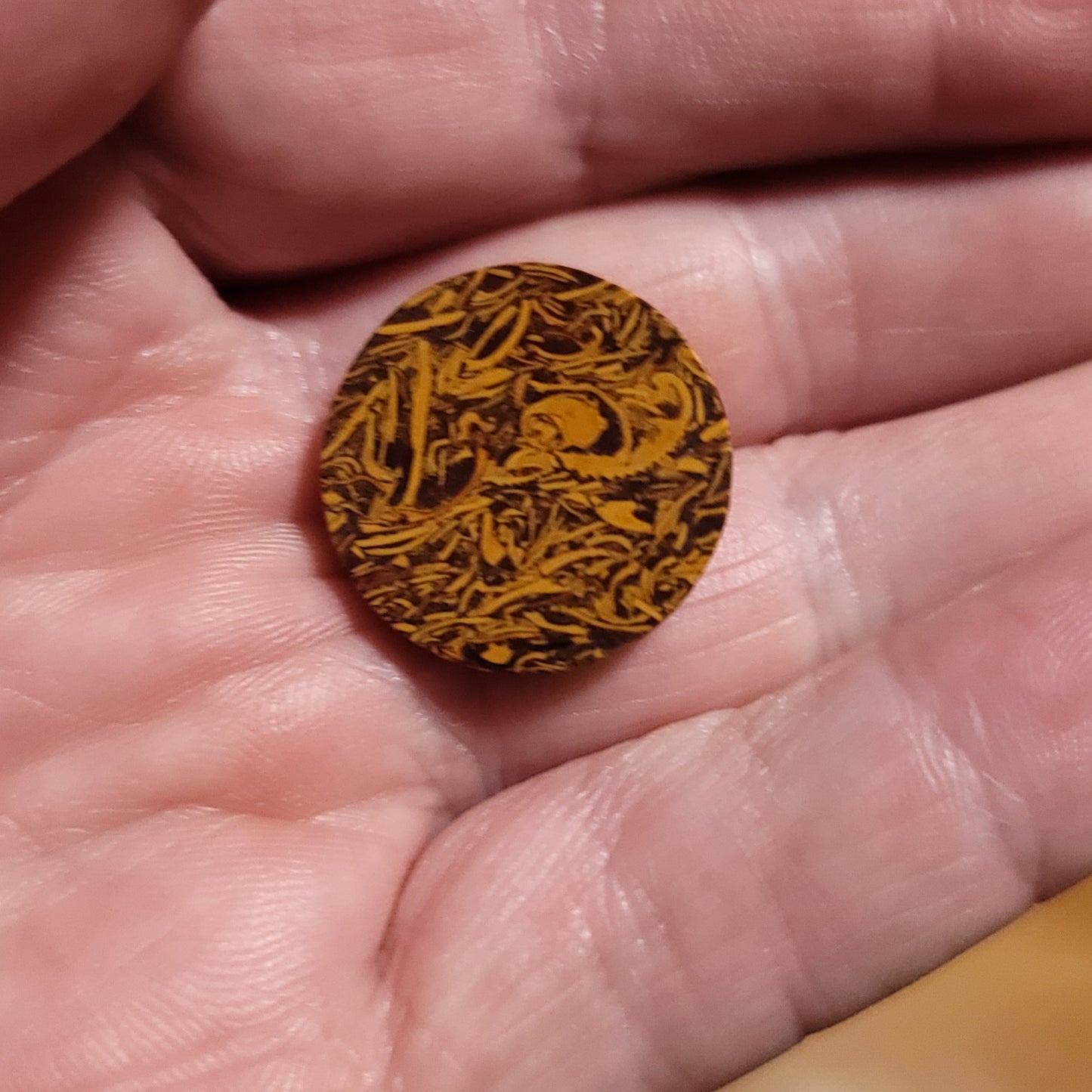 Coquina - Indian Script Stone Cabochon - back view