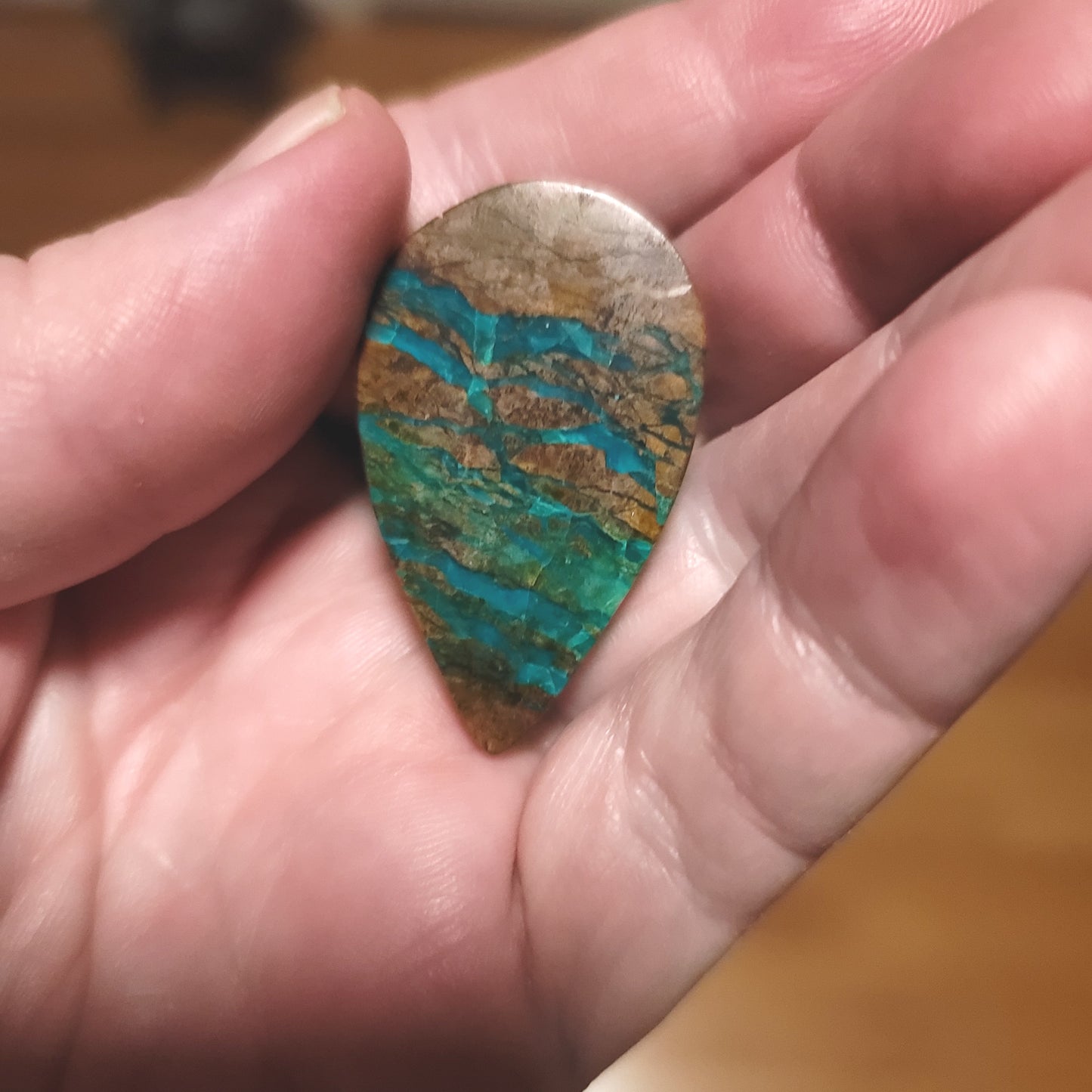 Peruvian Chrysocolla Cabochon - back view