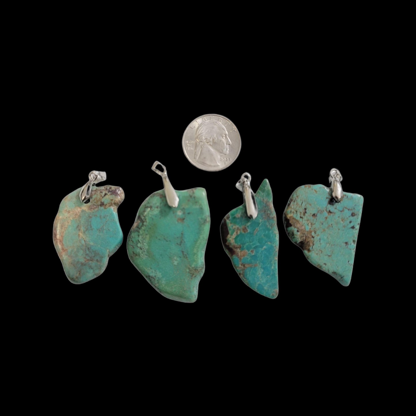 Maanshan Turquoise Drilled Stone Pendants - Pack of 4