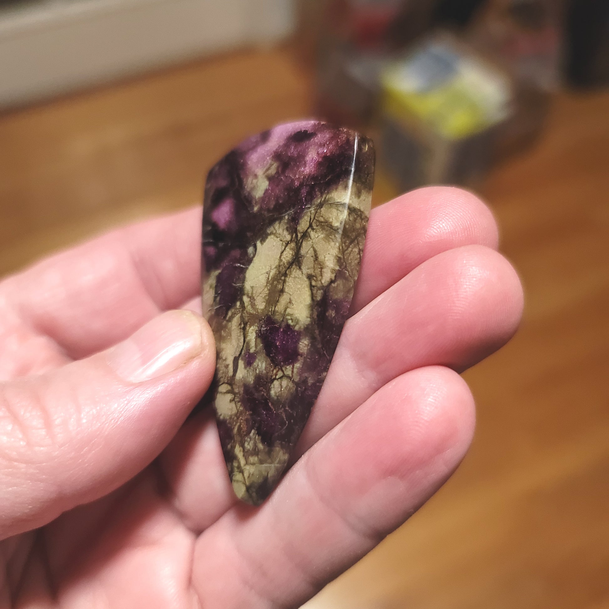 African Royal Stichtite Cabochon - side view