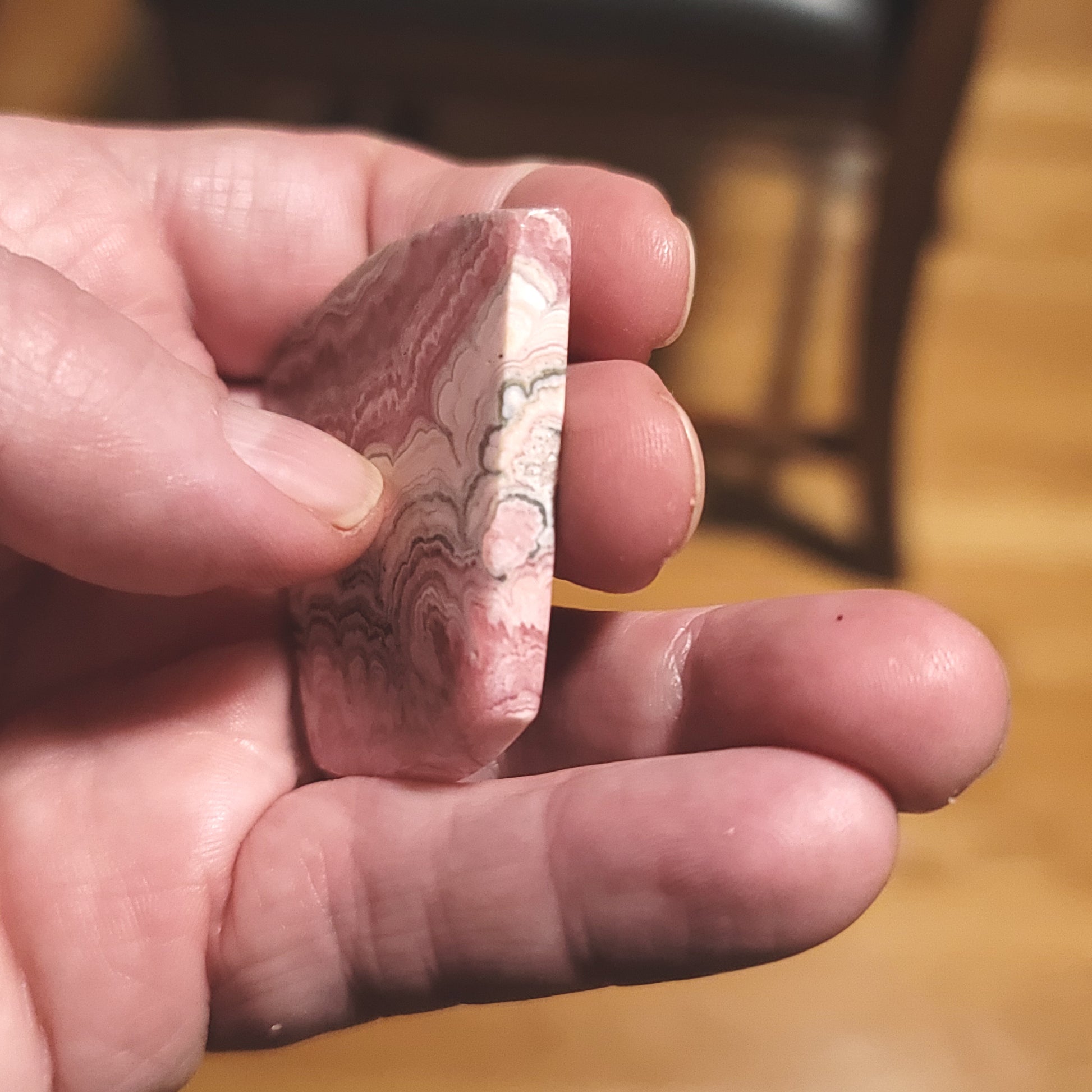 Argentina Rhodochrosite Cabochon - side view