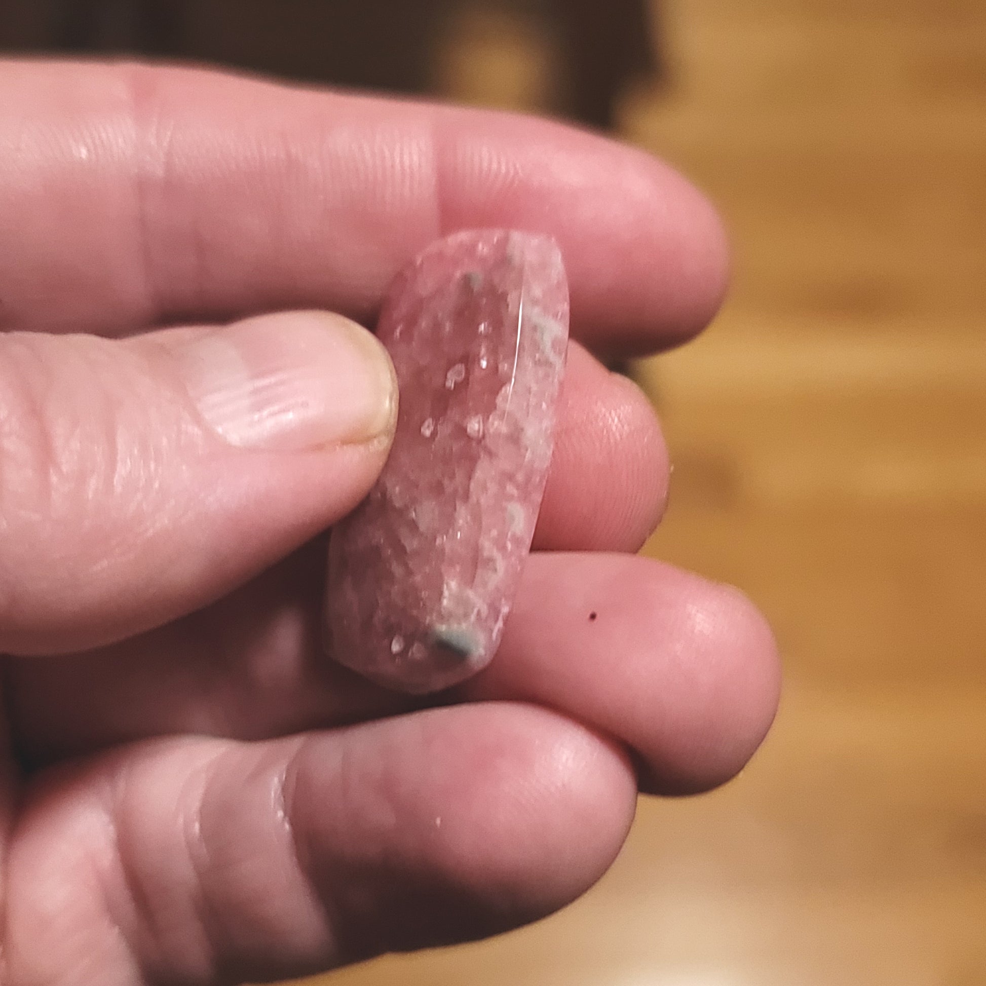 Argentina Rhodochrosite Cabochon - side view