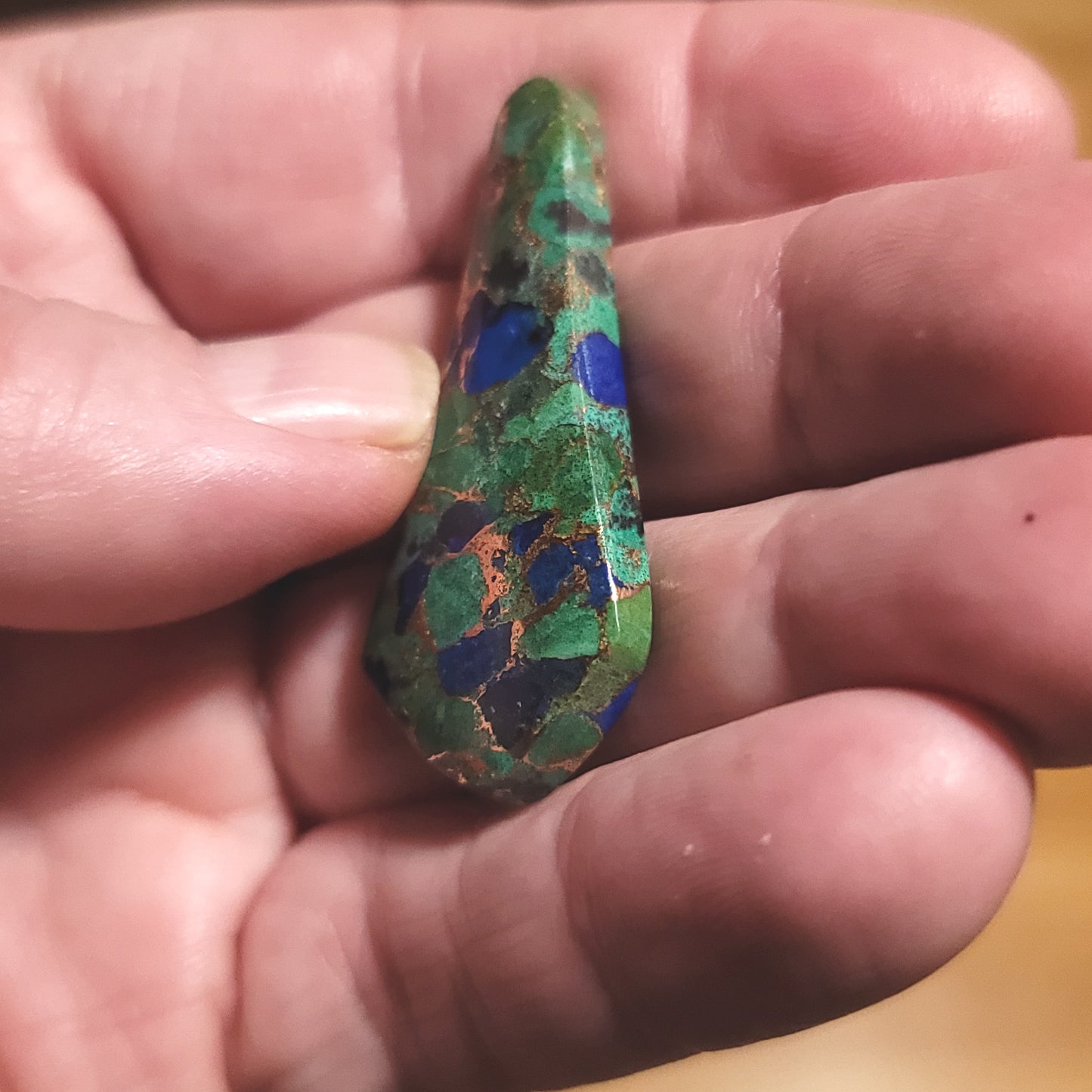 Azurite Metal Matrix Cabochon - side view