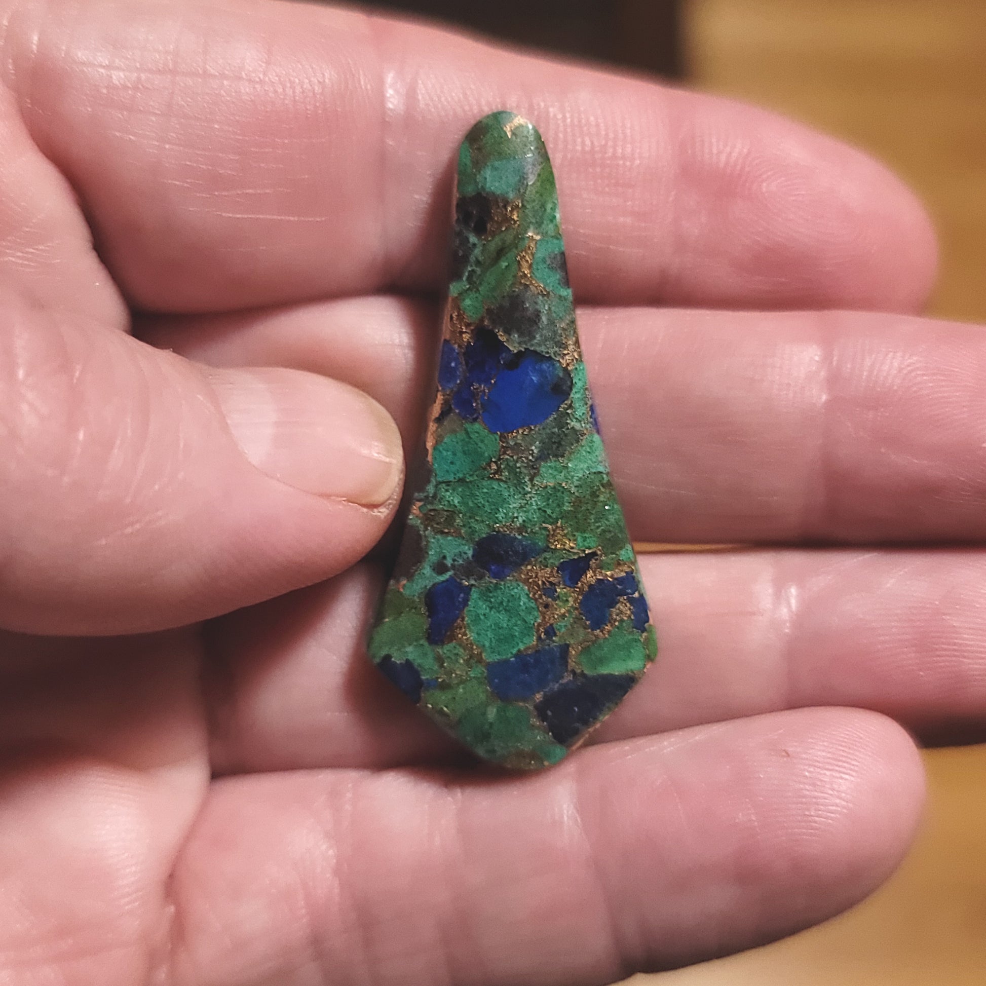 Azurite Metal Matrix Cabochon - front view