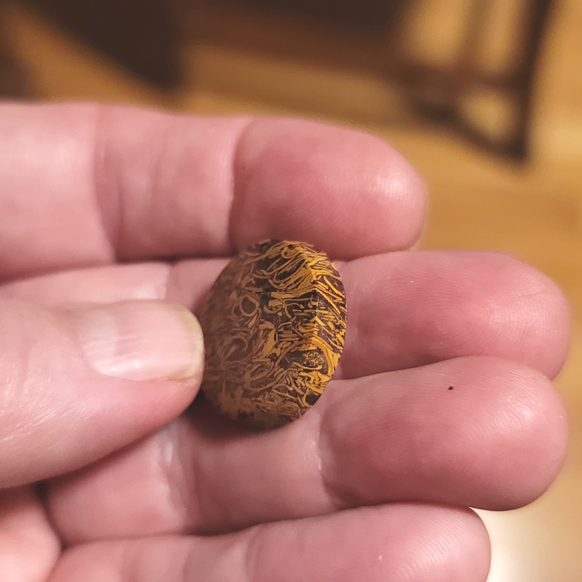 Coquina - Indian Script Stone Cabochon - side view