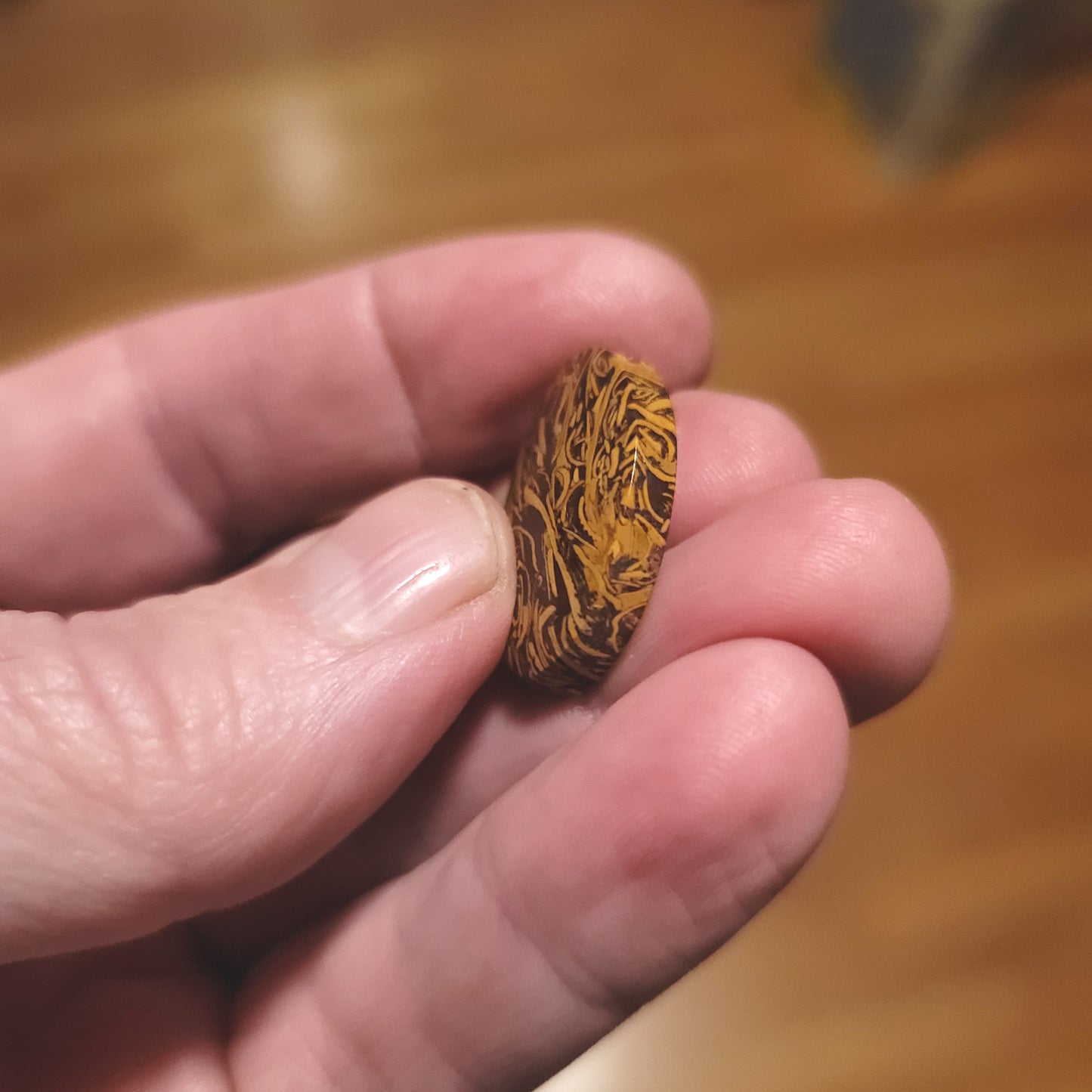 Coquina - Indian Script Stone Cabochon - side view