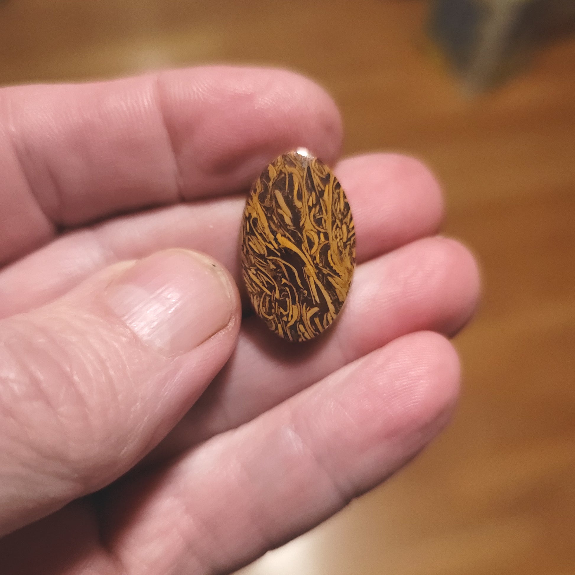 Coquina - Indian Script Stone Cabochon - front view