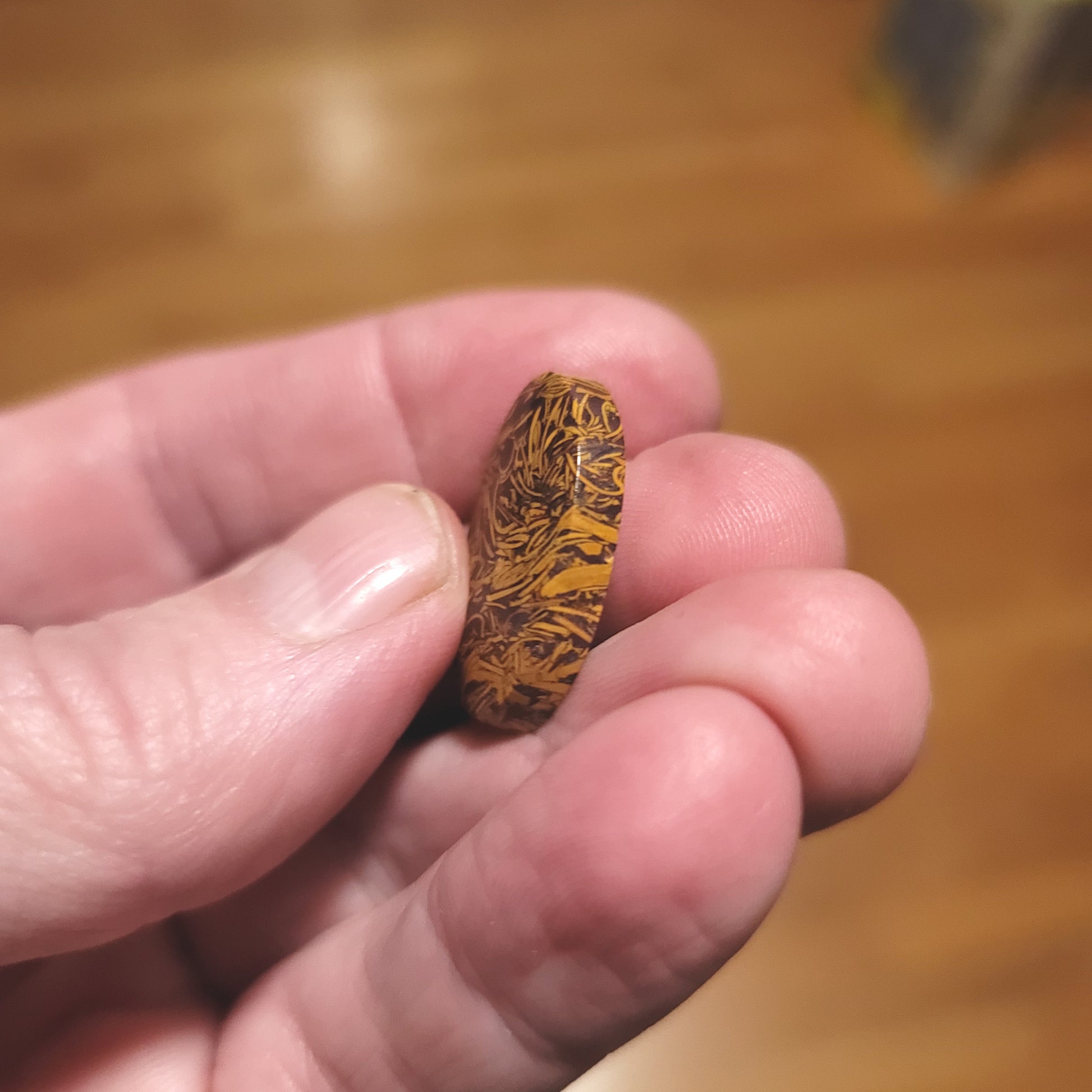 Coquina - Indian Script Stone Cabochon - side view