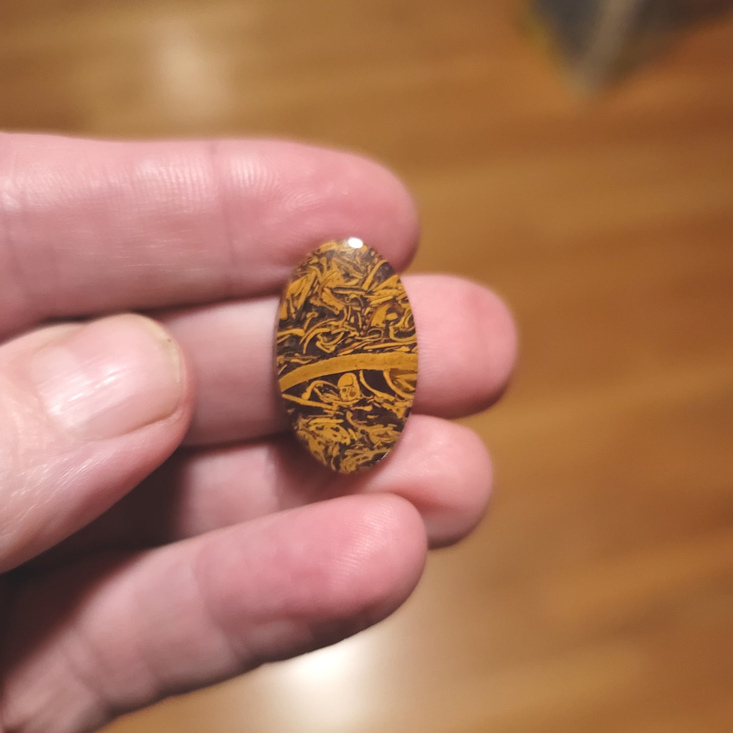 Coquina - Indian Script Stone Cabochon - front view