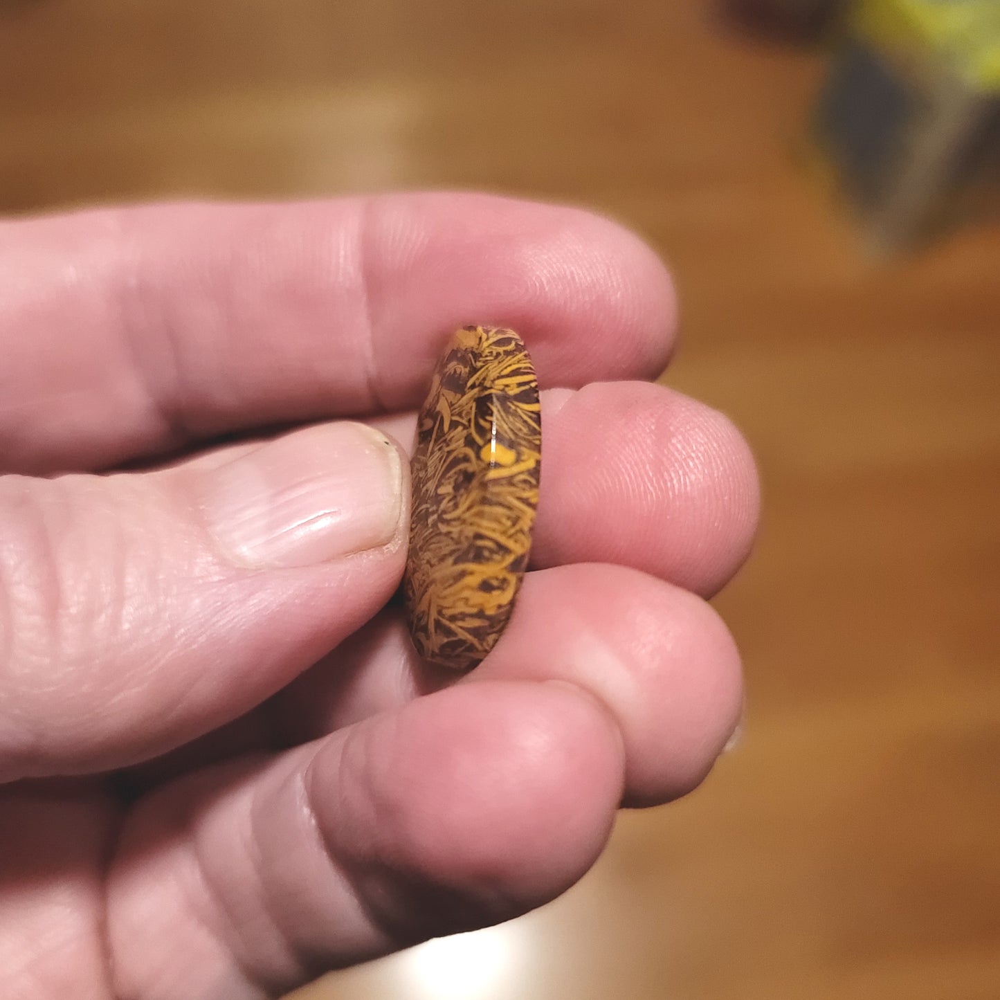 Coquina - Indian Script Stone Cabochon - side view