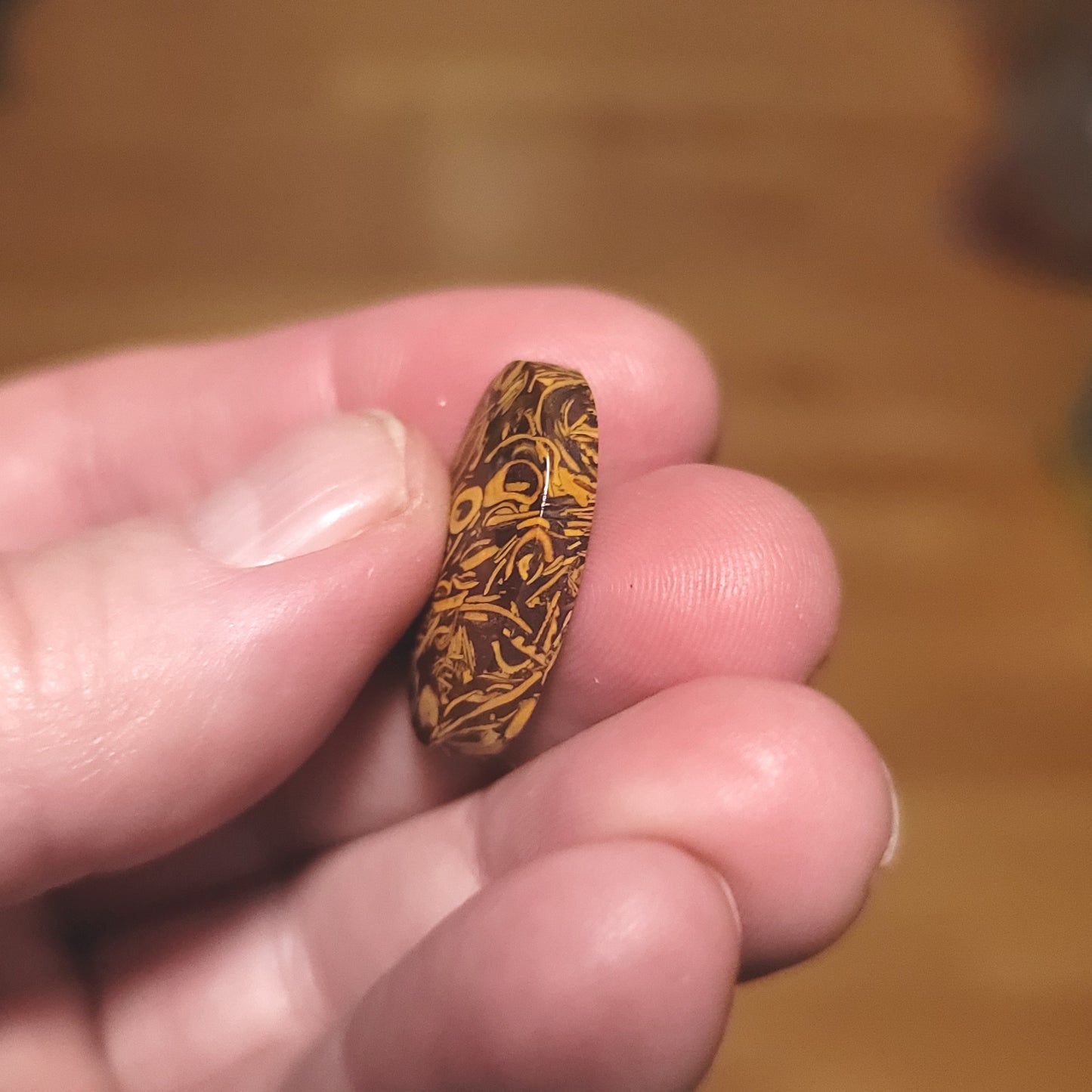 Coquina - Indian Script Stone Cabochon - side view