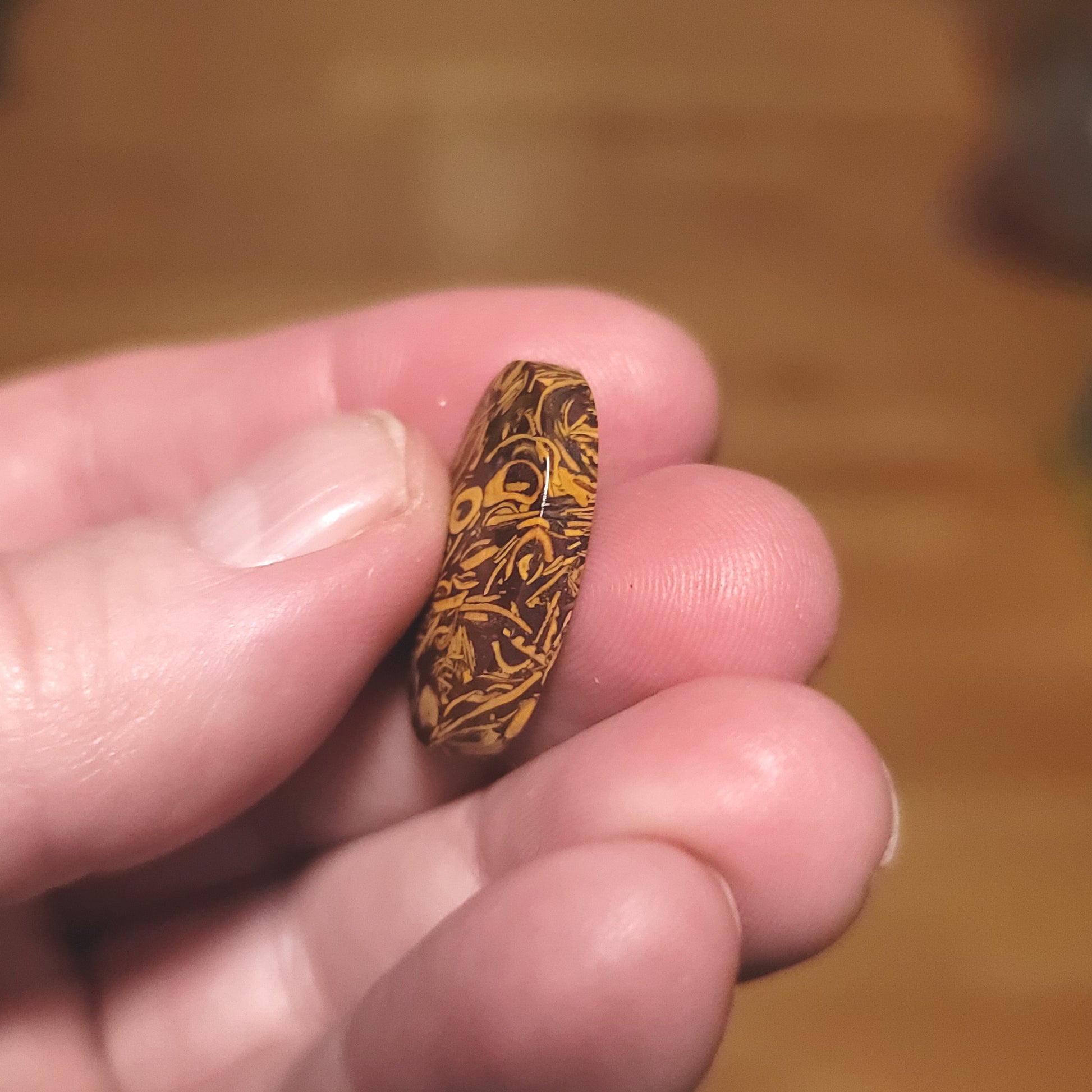 Coquina - Indian Script Stone Cabochon - side view