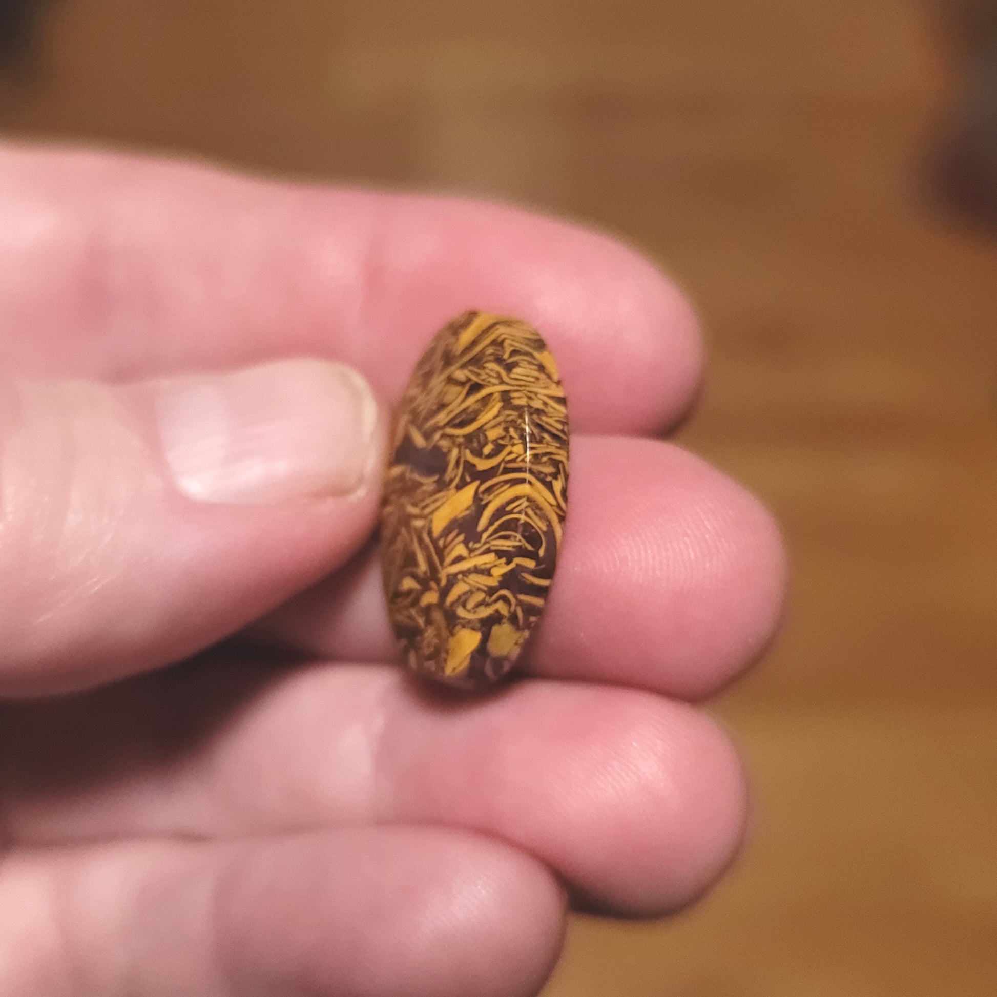 Coquina - Indian Script Stone Cabochon - side view