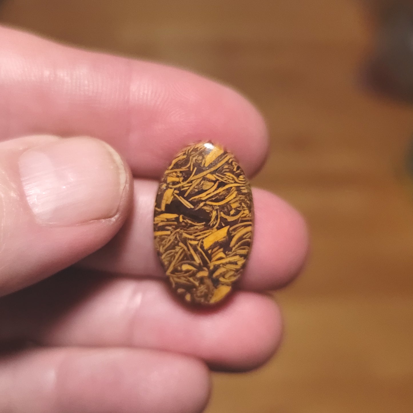Coquina - Indian Script Stone Cabochon - front view