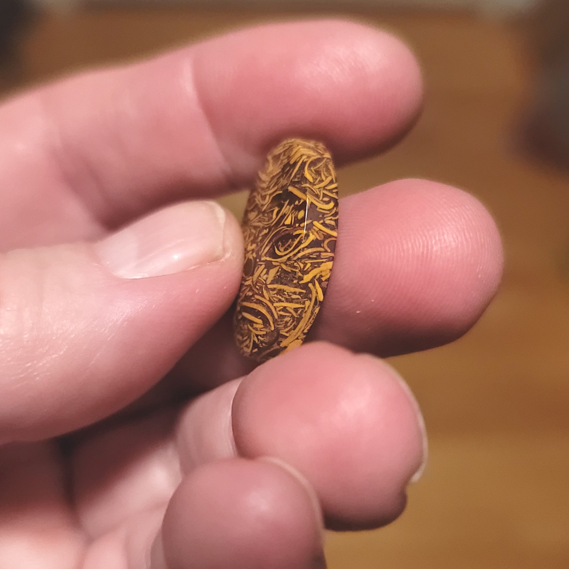 Coquina - Indian Script Stone Cabochon - side view