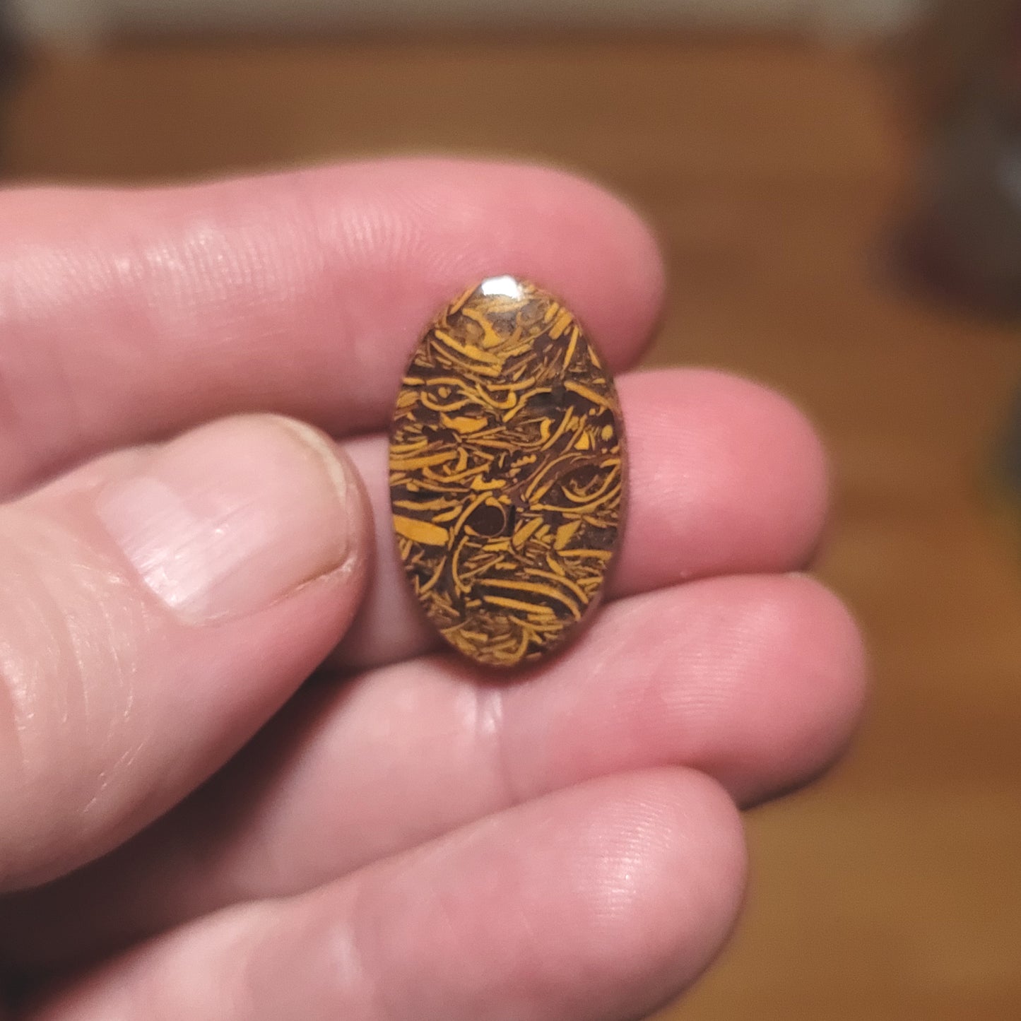 Coquina - Indian Script Stone Cabochon - front view