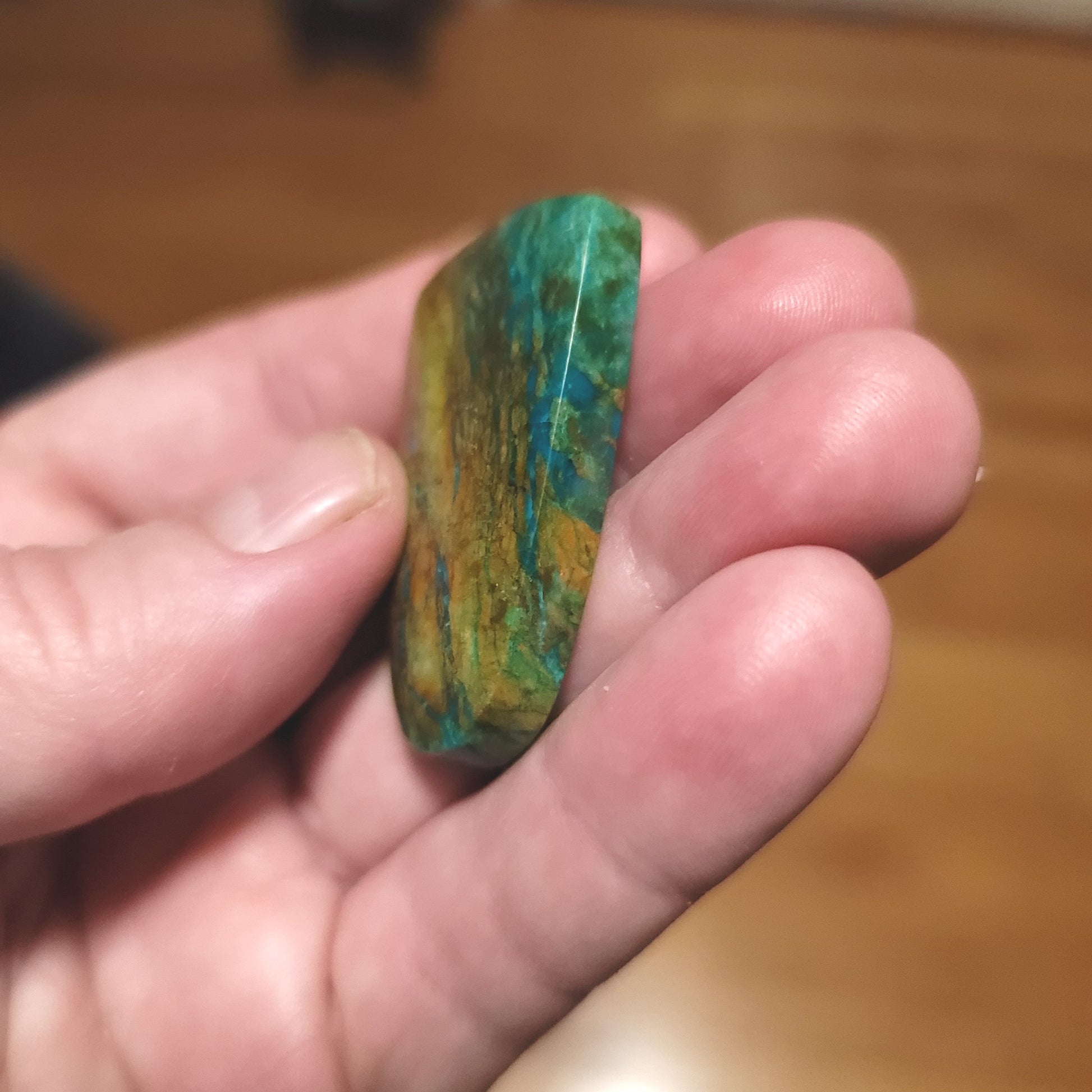 Peruvian Chrysocolla Cabochon - side view