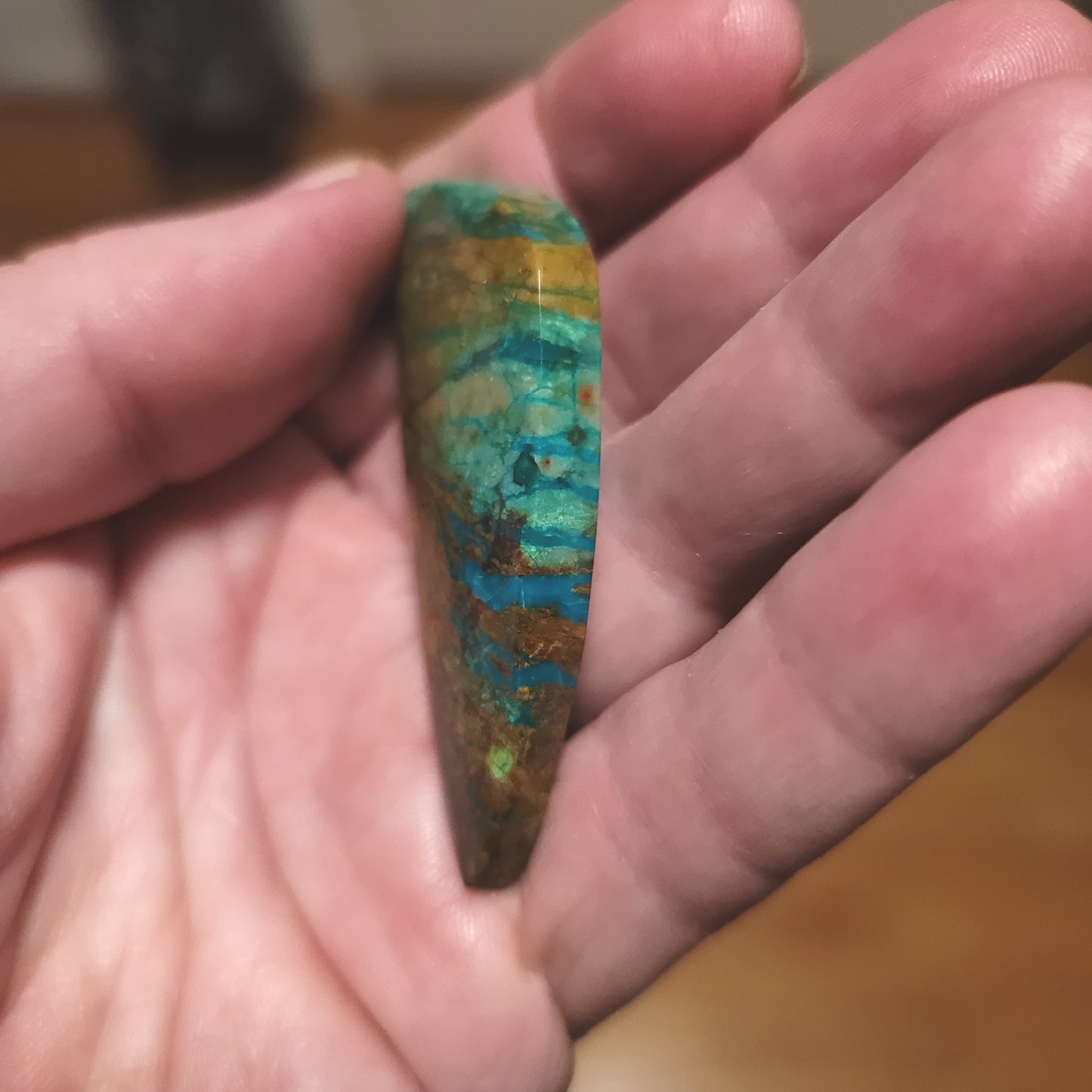 Peruvian Chrysocolla Cabochon - side view