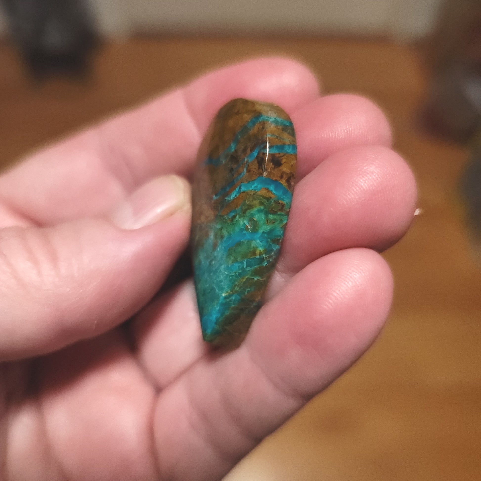 Peruvian Chrysocolla Cabochon - side view