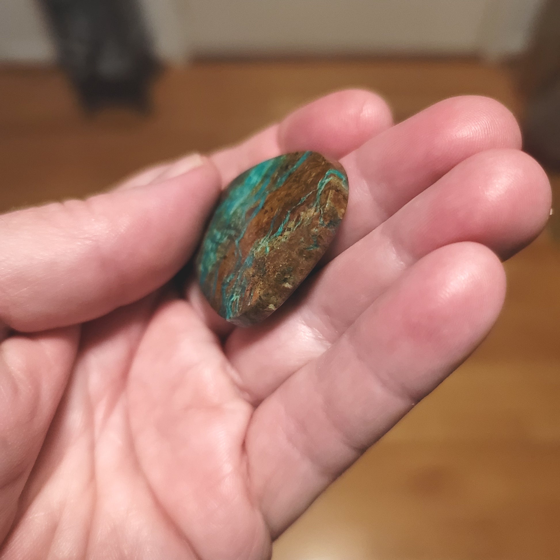 Peruvian Chrysocolla Cabochon - side view