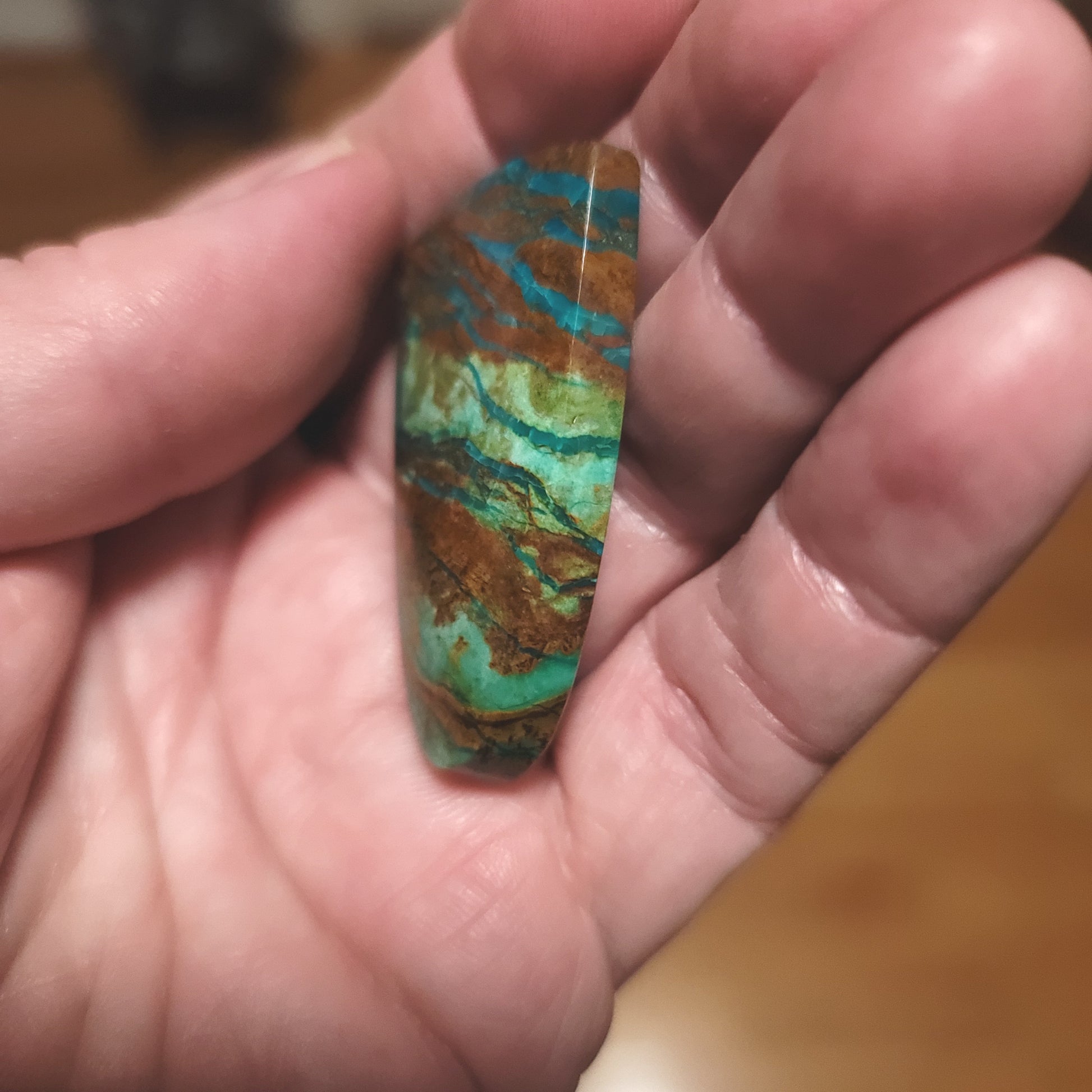Peruvian Chrysocolla Cabochon - side view