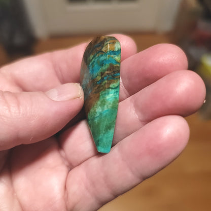 Peruvian Chrysocolla Cabochon - side view