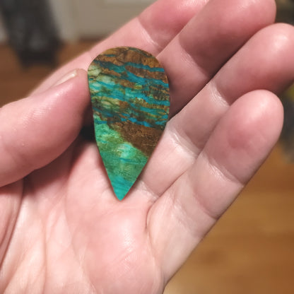 Peruvian Chrysocolla Cabochon - back view