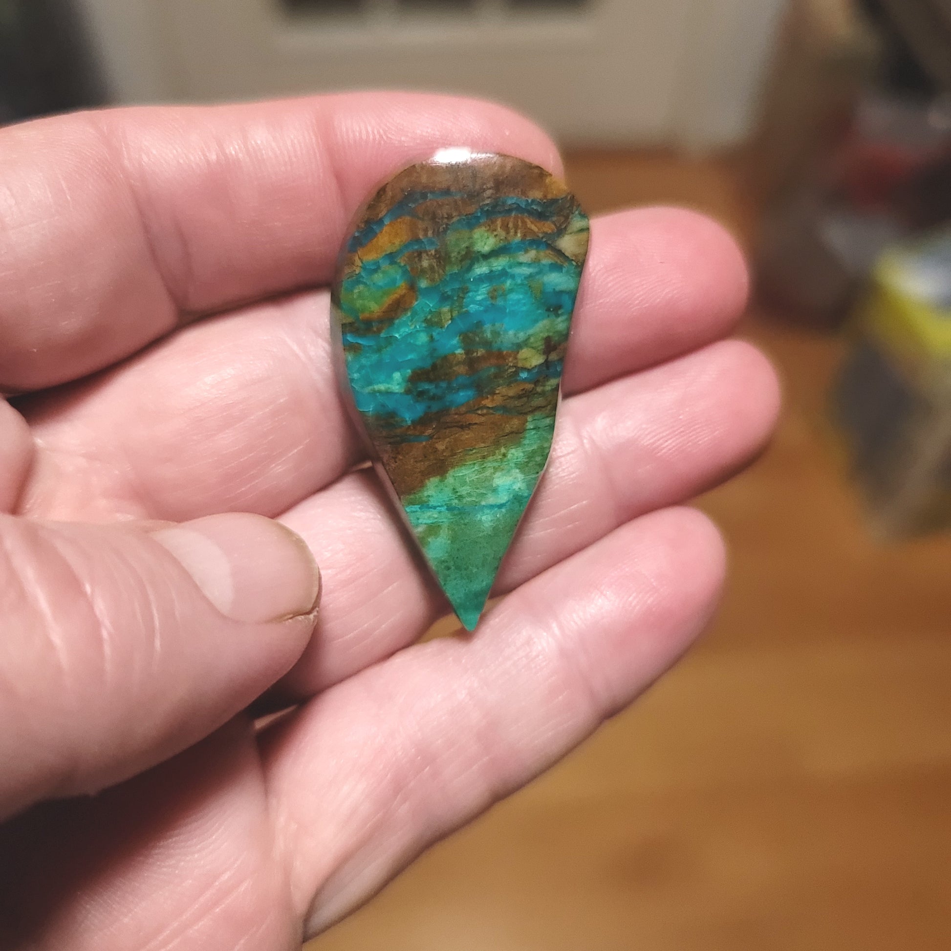 Peruvian Chrysocolla Cabochon - front view