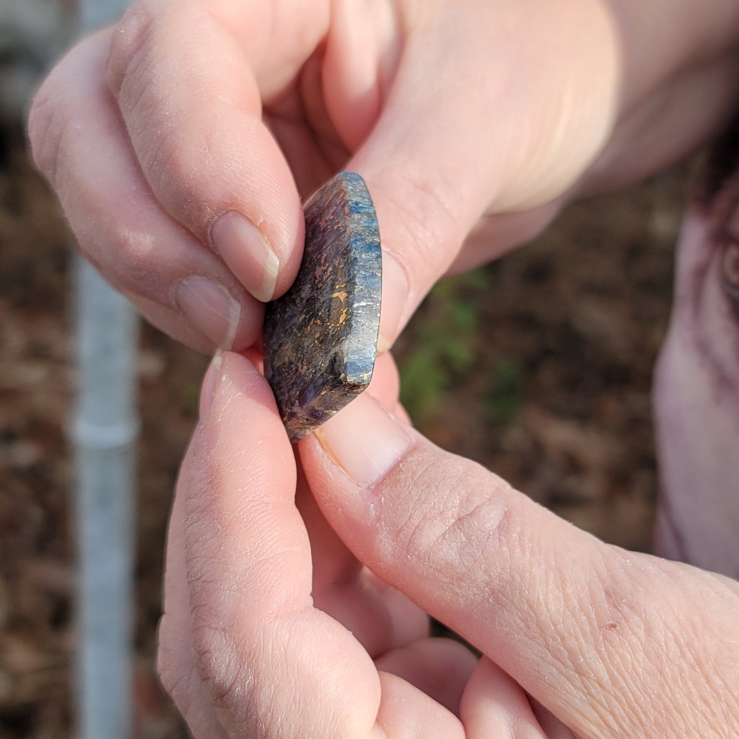 Virginia Kyanite with Pyrite Cabochon - front view