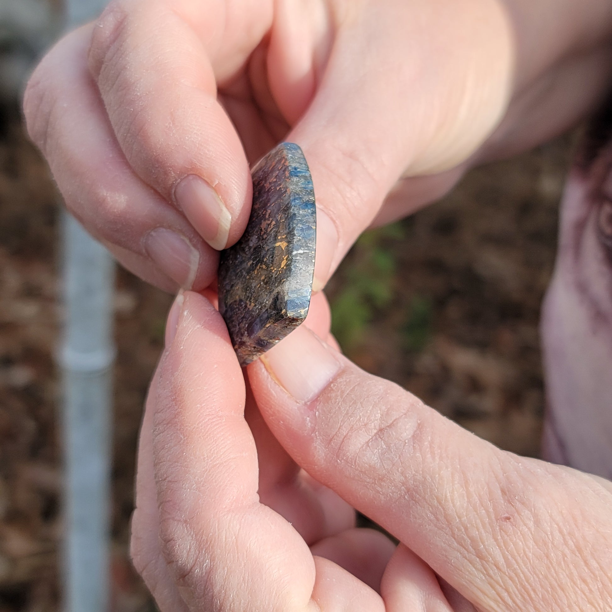 Virginia Kyanite with Pyrite Cabochon - front view