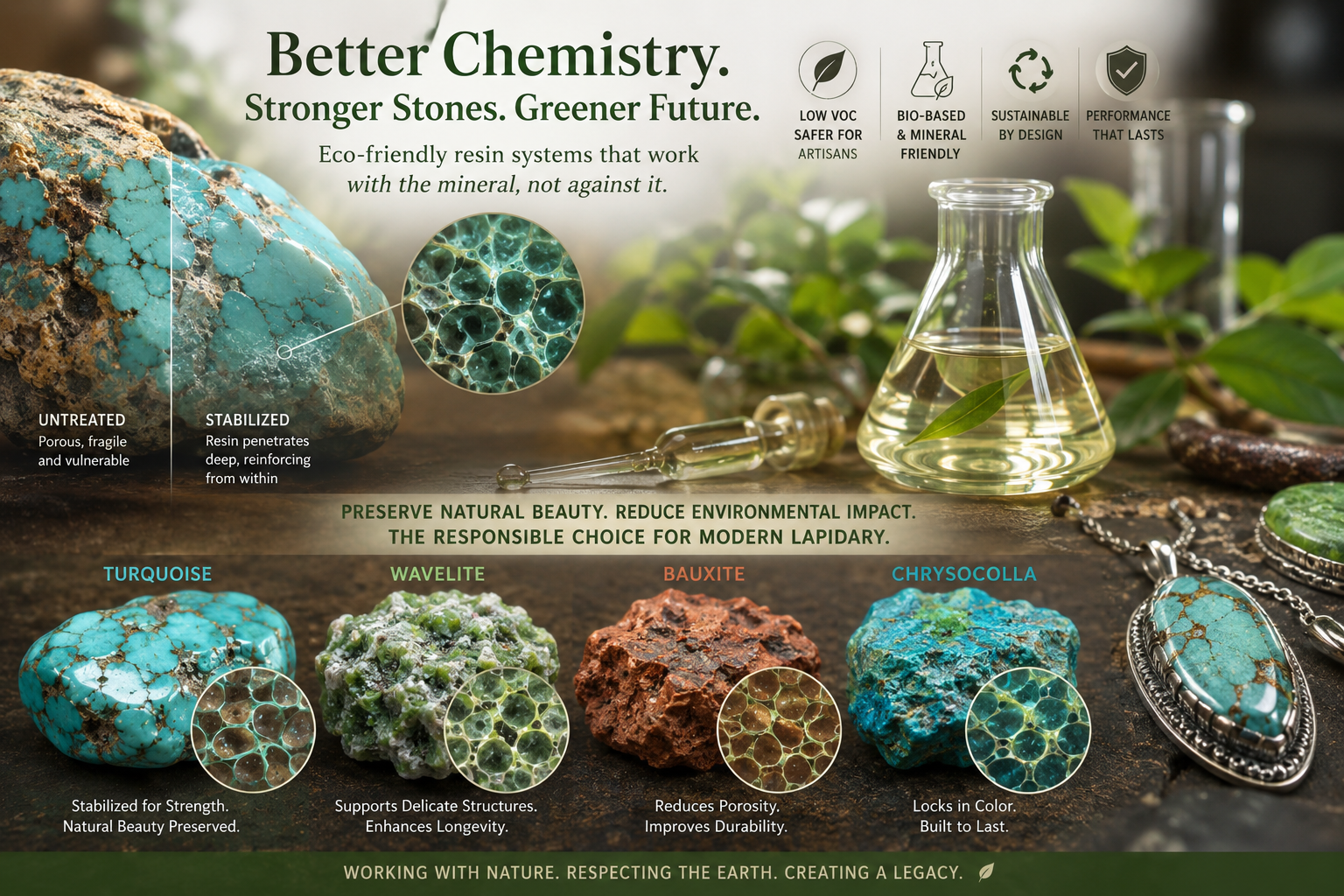 Why Eco‑friendly resin systems matter for stabilizing porous stones in jewelry, and why sustainability is the correct path